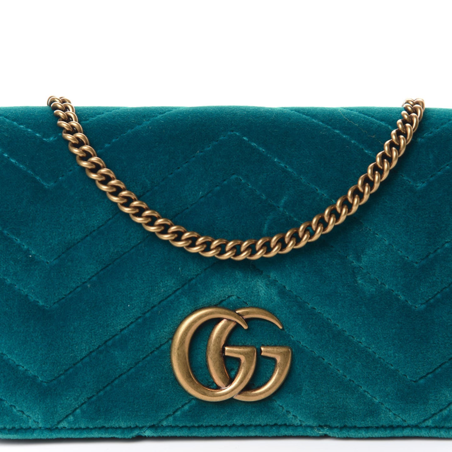 Velvet Matelasse GG Marmont Mini Bag Pavone Cyan