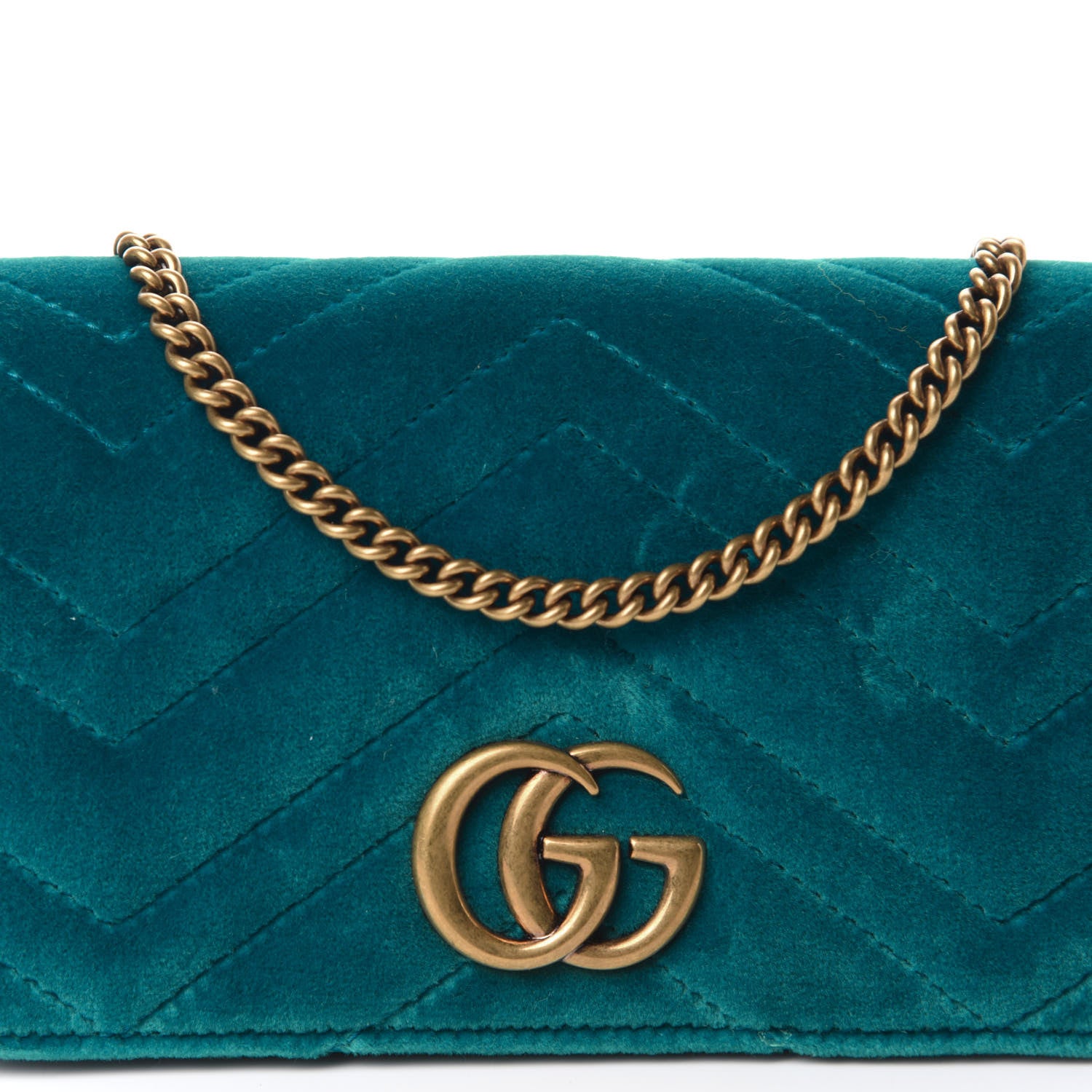 Gucci Velvet Matelasse GG Marmont Mini Bag Pavone Cyan 10 of 10