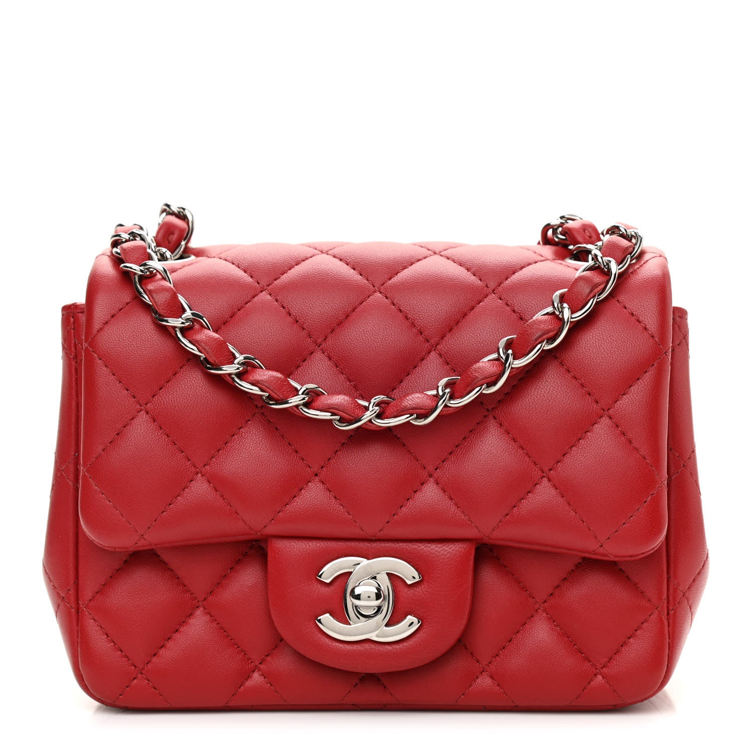 Chanel Lambskin Quilted Mini Square Flap Red 1 of 9