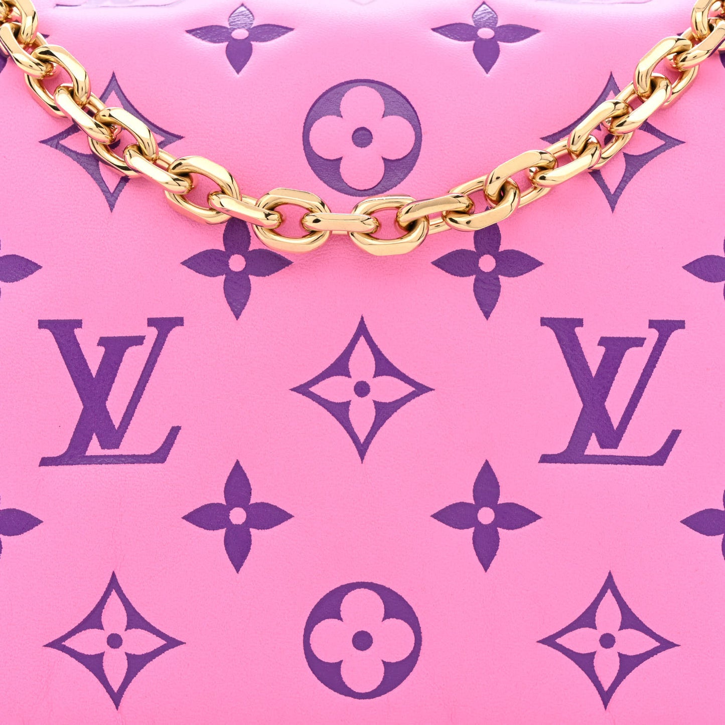 Lambskin Embossed Monogram Vuittamins Pochette Coussin Rose Violet