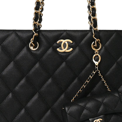 Chanel Caviar Quilted Chain Large Shopping Tote With Coin Purse Black 8 of 10