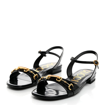 Gucci Patent Regent Horsebit Sandals 36 Black 3 of 8