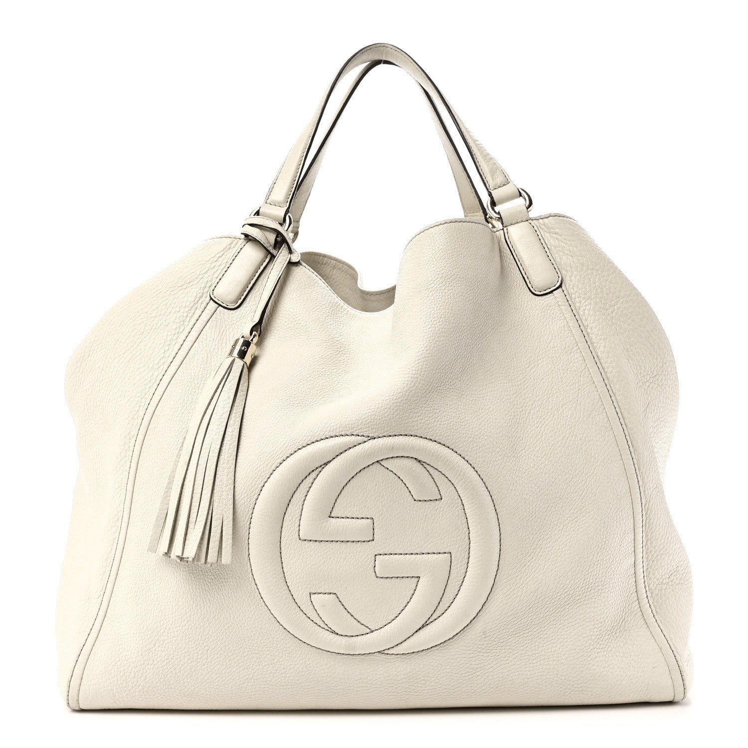 Gucci Pebbled Calfskin Large Soho Shoulder Bag Off White 1 of 12
