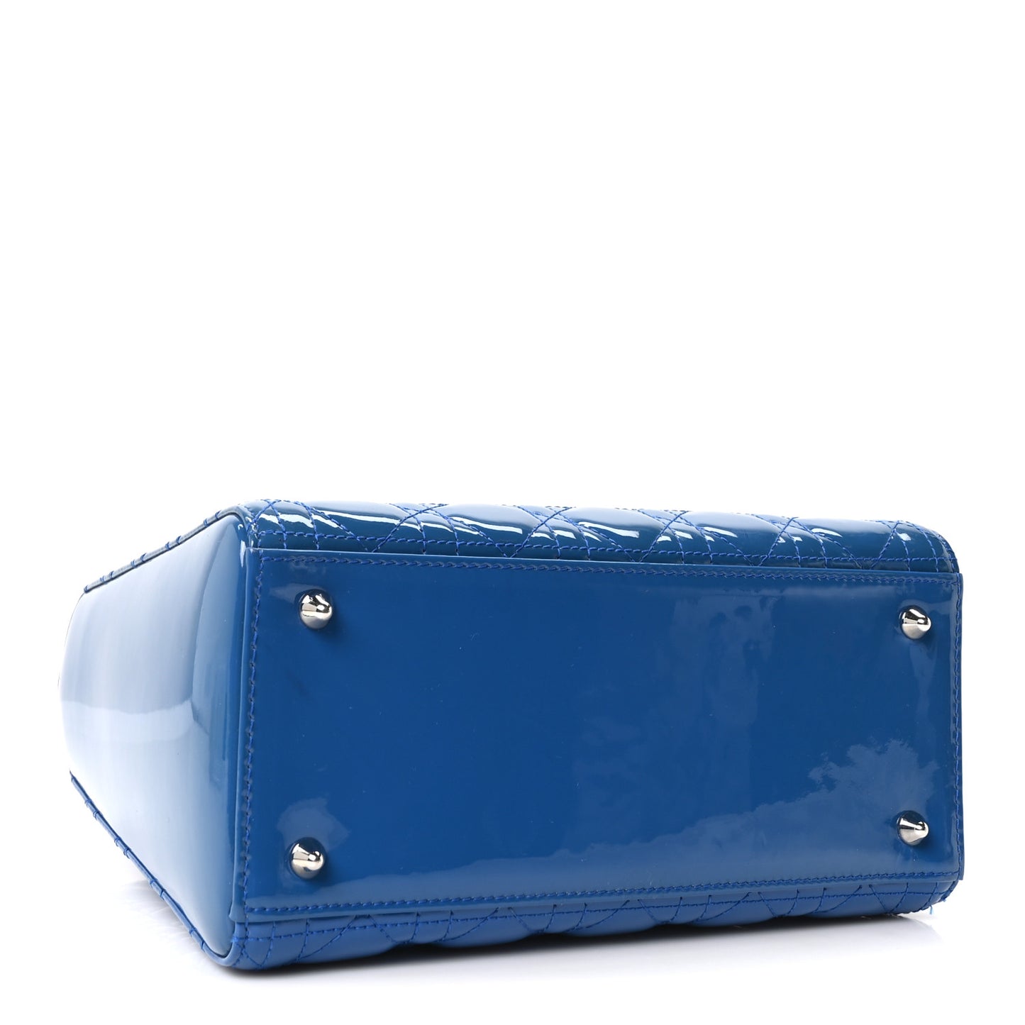 Patent Cannage Medium Lady Dior Blue
