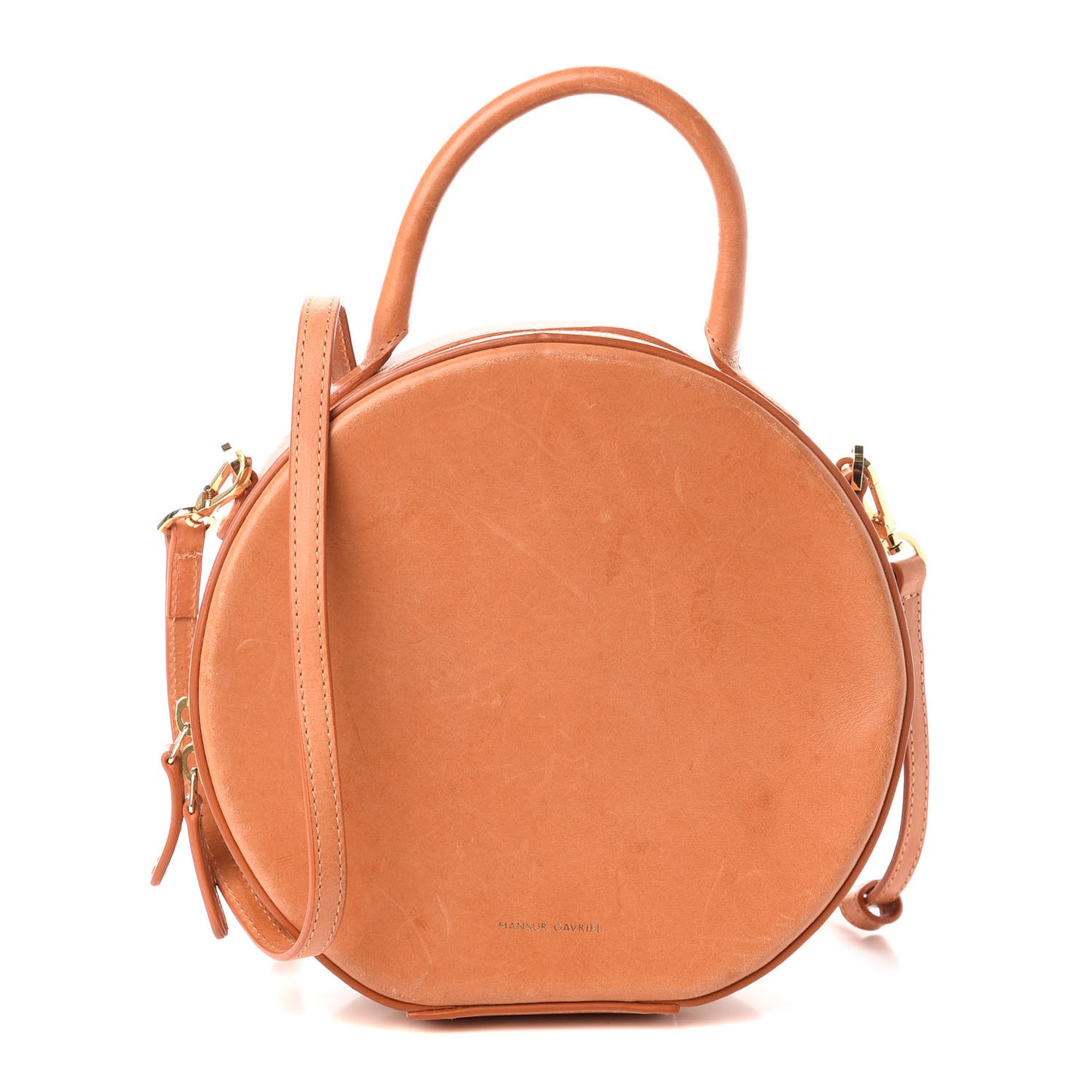 Calfskin Circle Crossbody Bag Tan