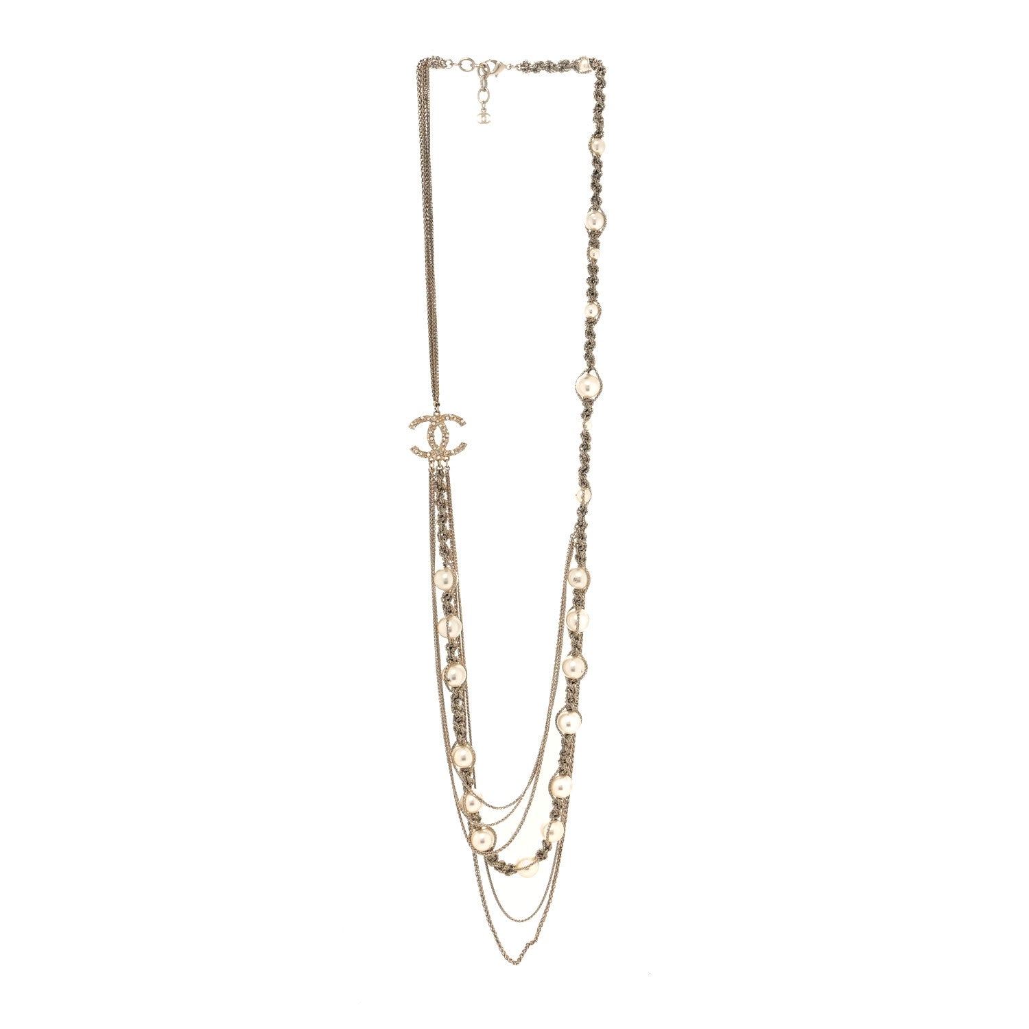 Chanel Pearl CC Chain Multi Strand Necklace Gold 3 of 5