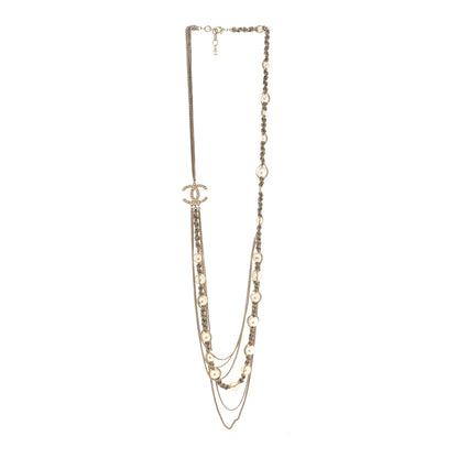 Chanel Pearl CC Chain Multi Strand Necklace Gold 3 of 5