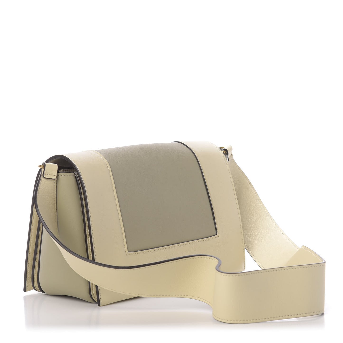 Shiny Smooth Calfskin Medium Frame Shoulder Bag Chalk Mastic