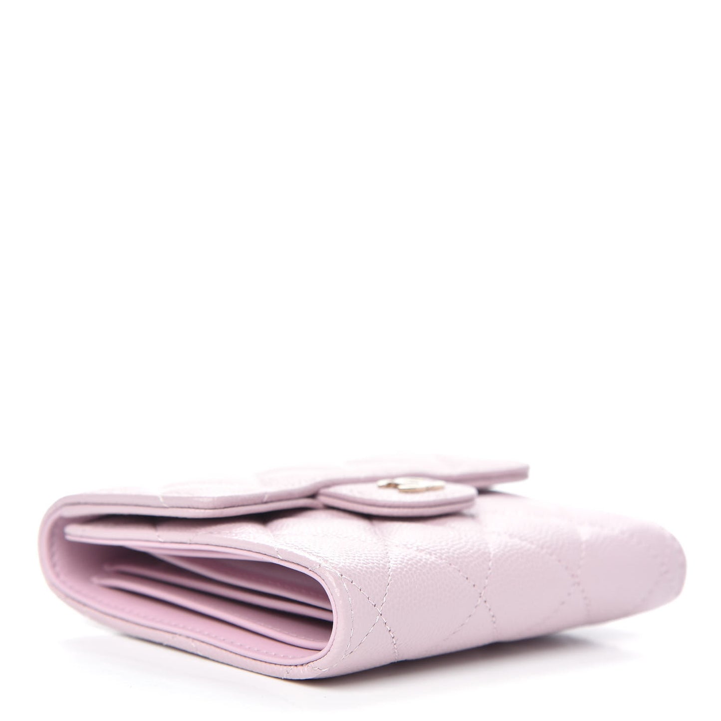 Caviar Quilted Compact Flap Wallet Light Pink
