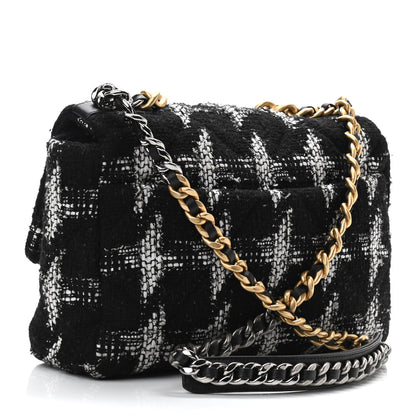 Chanel Tweed Quilted Large Chanel 19 Flap Black White 3 of 10