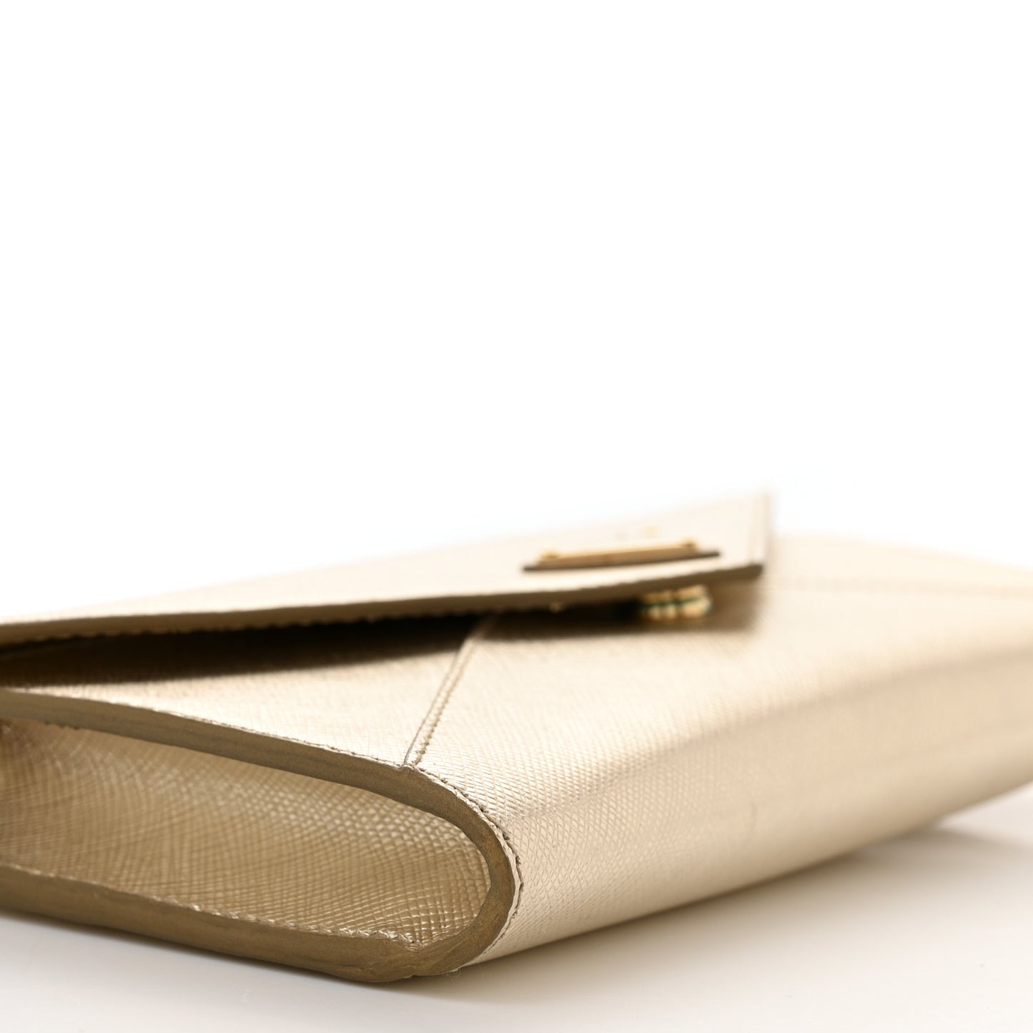 Metallic Saffiano Triangle Mini Crossbody Bag Platino