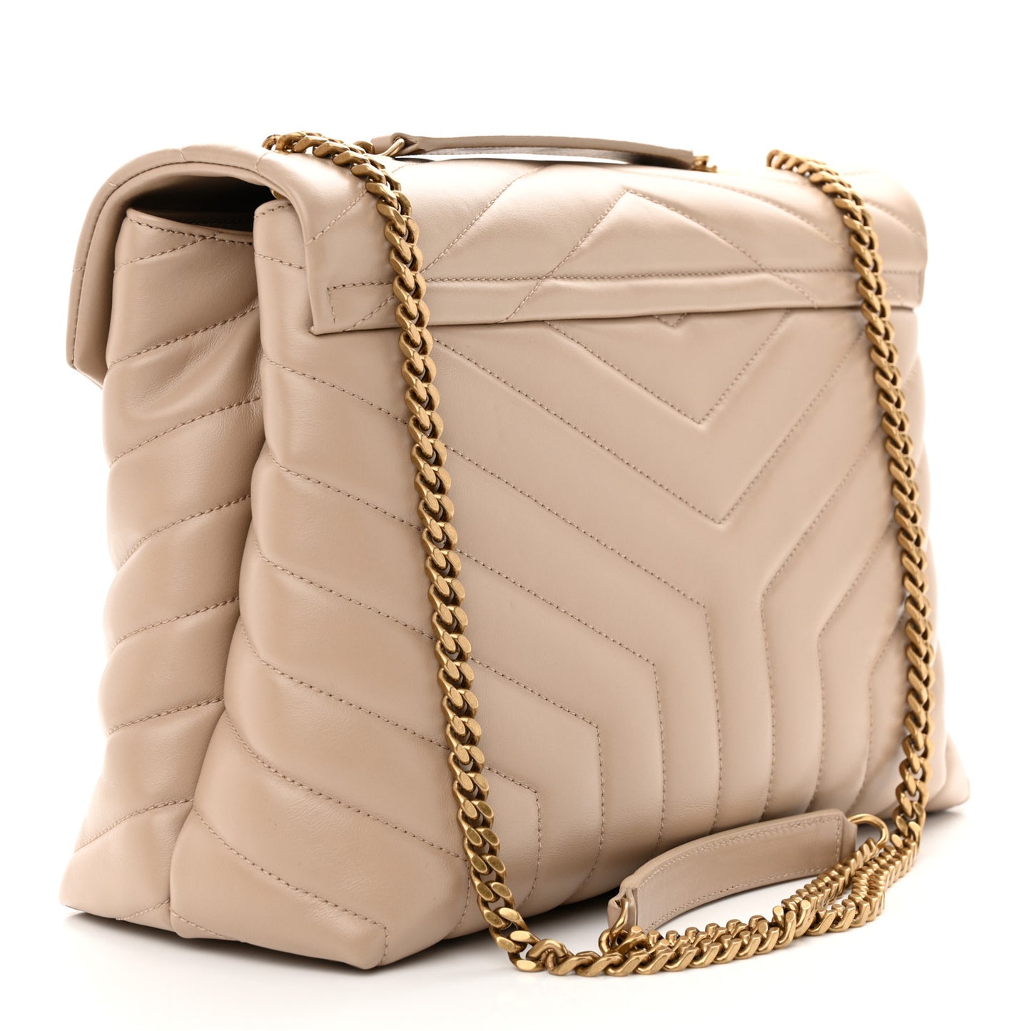 Calfskin Y Quilted Monogram Medium Loulou Chain Satchel Dark Beige