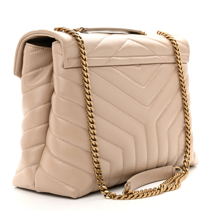 Saint Laurent Calfskin Y Quilted Monogram Medium Loulou Chain Satchel Dark Beige 3 of 13