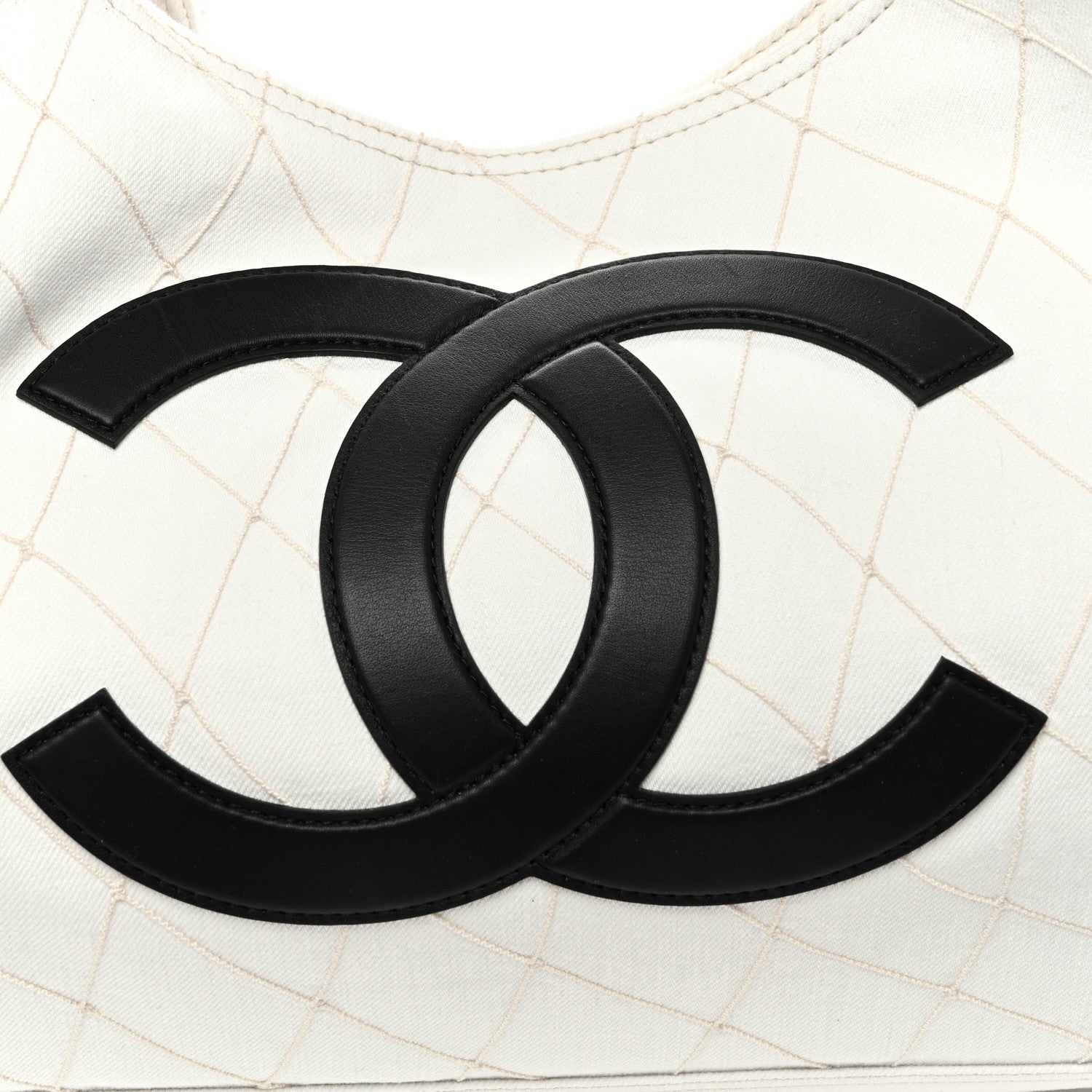 Chanel Denim Calfskin Quilted Coco Beach Small Shopping Tote White Black 9 of 11
