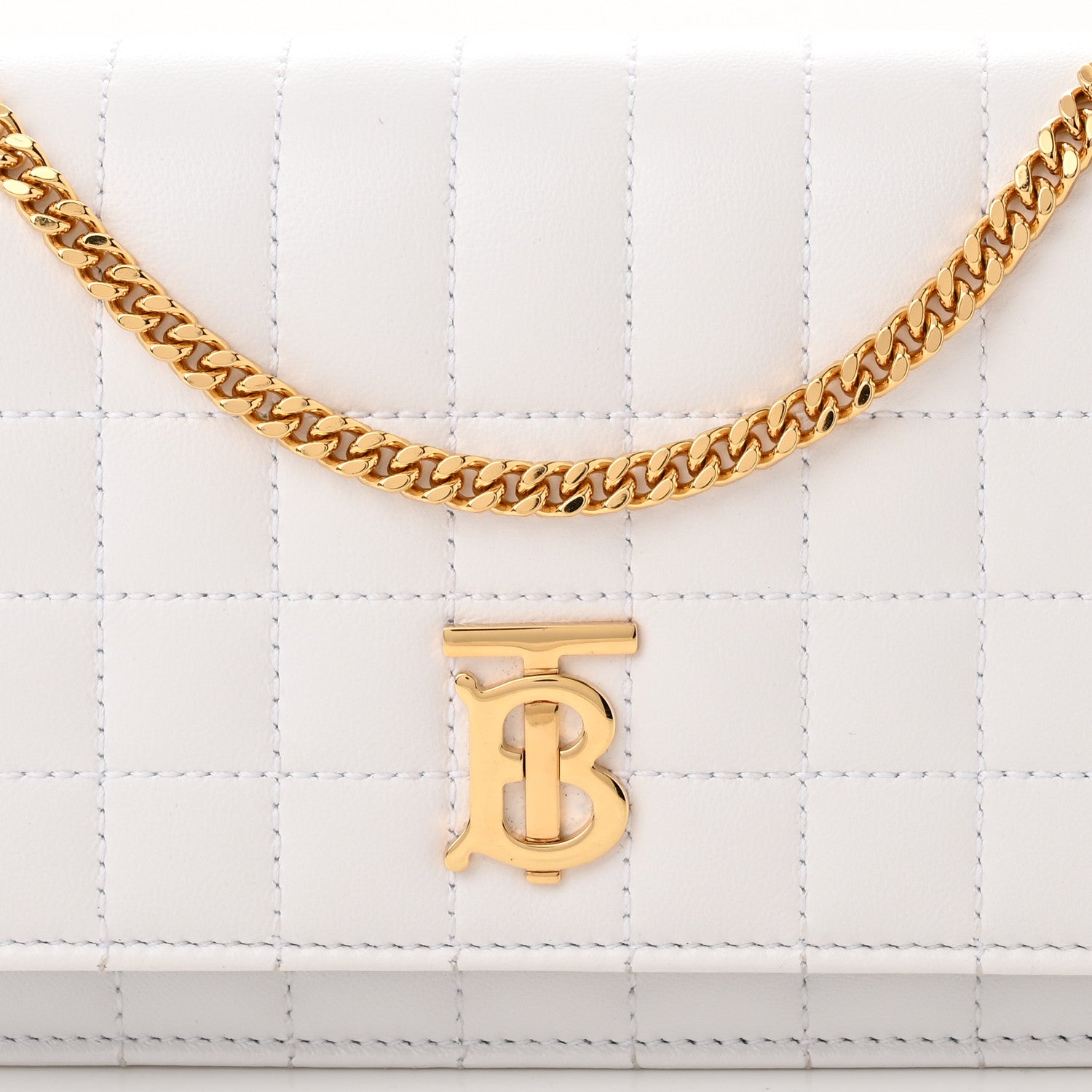 Burberry Lambskin Quilted Lola Clutch On Chain White 8 of 11