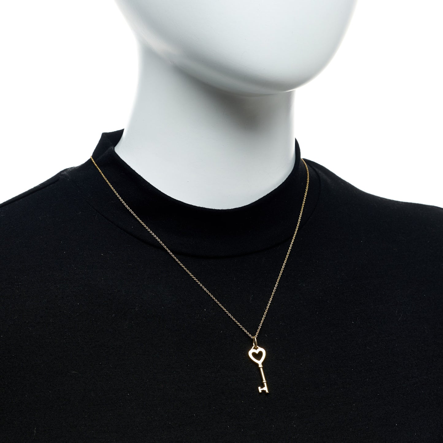 18K Yellow Gold Mini Heart Key Pendant Necklace