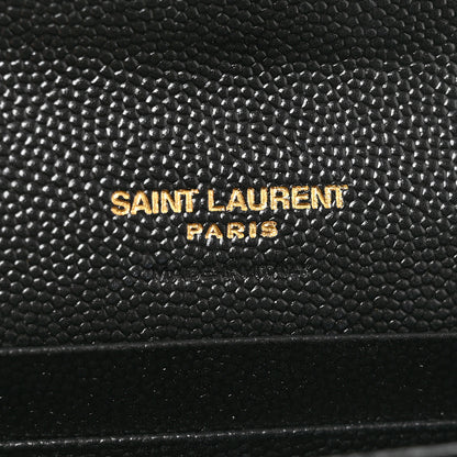 Saint Laurent Grain De Poudre Matelasse Chevron Small Monogram Envelope Wallet Black 6 of 8
