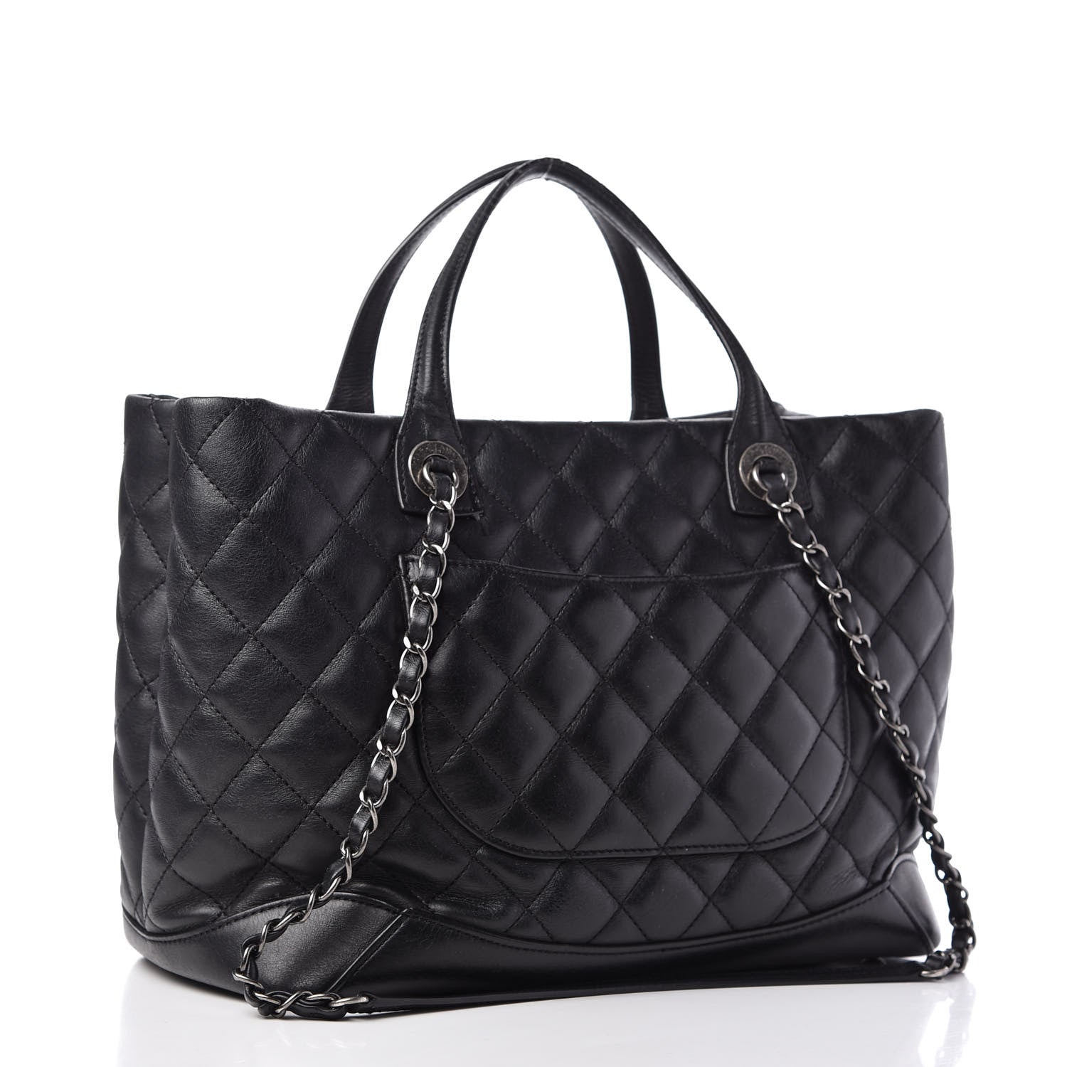 Chanel Calfskin Quilted Small Easy Shopping Tote Black 3 of 12