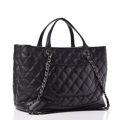 Chanel Calfskin Quilted Small Easy Shopping Tote Black 3 of 12