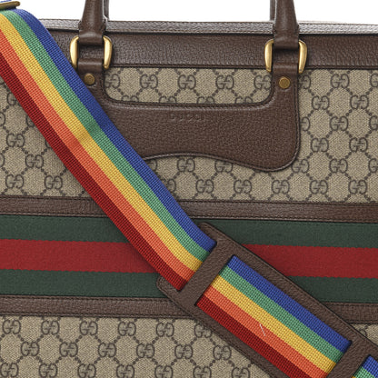 Gucci GG Supreme Monogram Rainbow Strap Briefcase Brown 9 of 9