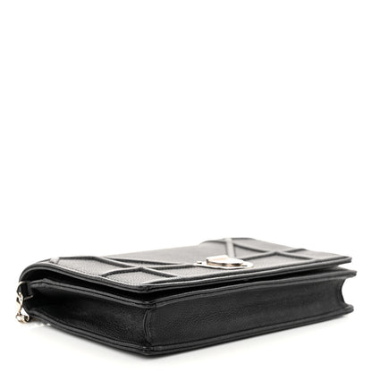 Christian Dior Grained Calfskin Diorama Wallet on Chain Pouch Black 4 of 9