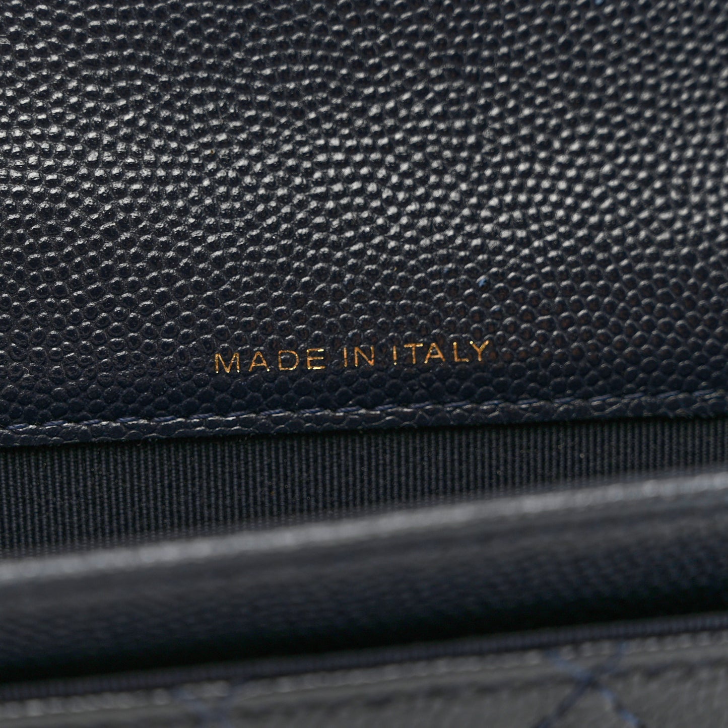 Caviar Quilted Flap Card Holder Wallet Navy Blue