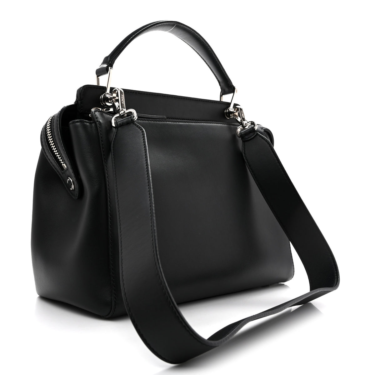 Fendi Vitello Baltico Dolce DotCom Satchel Black Blue Royal 4 of 16