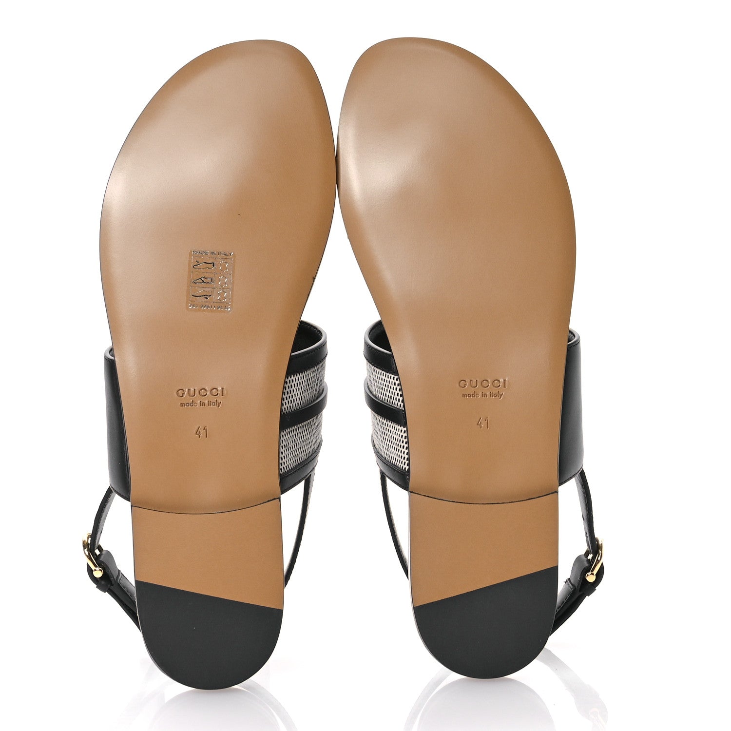 Gucci Calfskin Canvas Horsebit Thong Sandals 41 Black 6 of 9