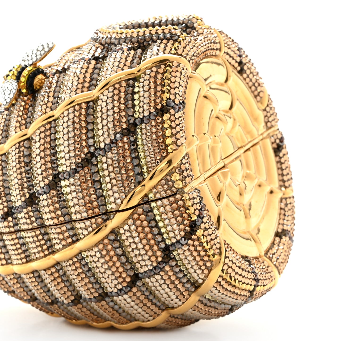 Crystal Beehive Minaudiere Clutch Gold