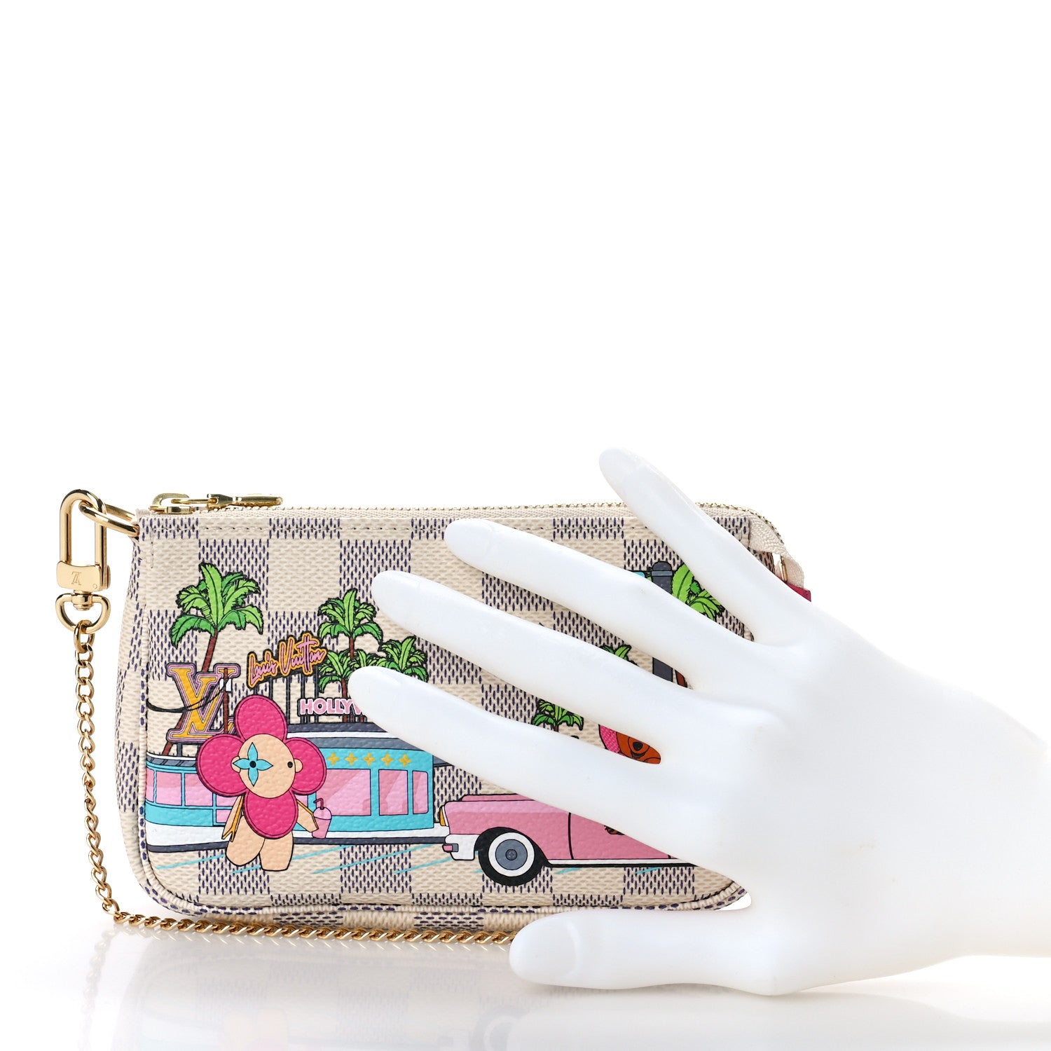 Louis Vuitton Damier Azur 2021 Christmas Animation Hollywood Mini Pochette Accessories Fuchsia 3 of 11