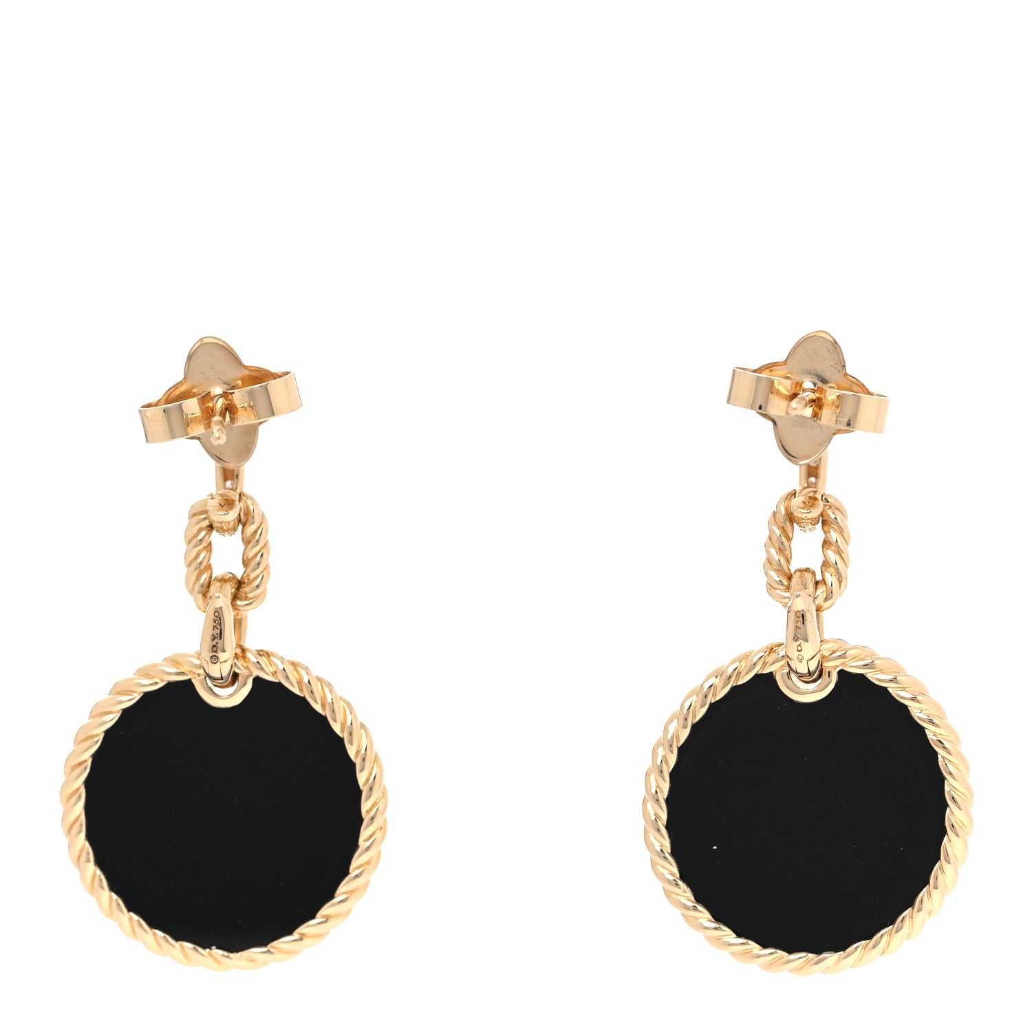 David Yurman 18K Yellow Gold Diamond Black Onyx Elements Convertible Earrings 3 of 6