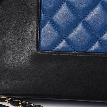 Chanel Sheepskin Quilted Vintage Mademoiselle Flap Blue Black 12 of 17