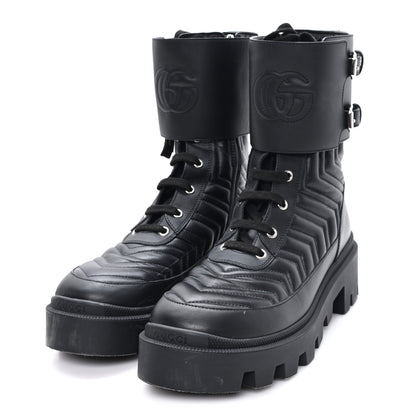 Gucci Nappa Frances GG Matelasse Platform Combat Boots 39 Black 4 of 9