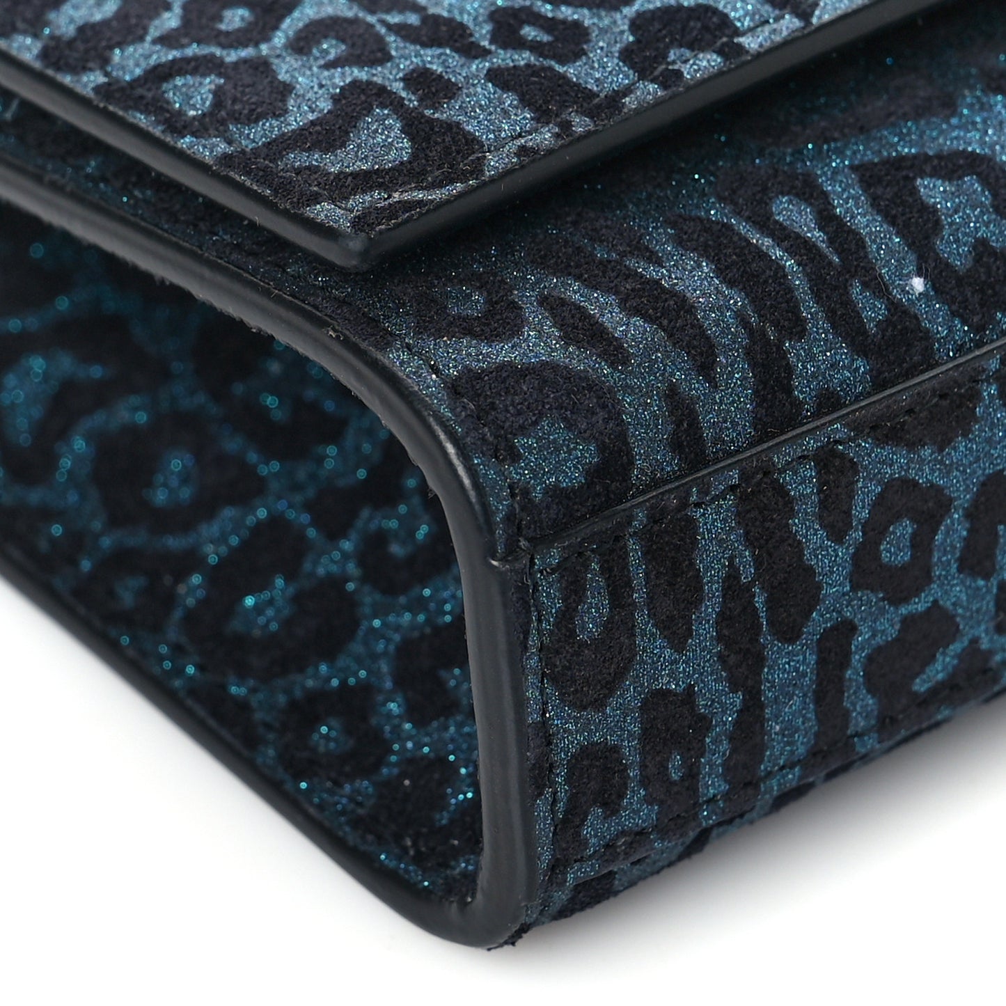 Glitter Leopard Small Monogram Kate Satchel Blue