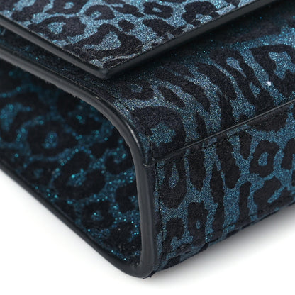 Saint Laurent Glitter Leopard Small Monogram Kate Satchel Blue 7 of 9