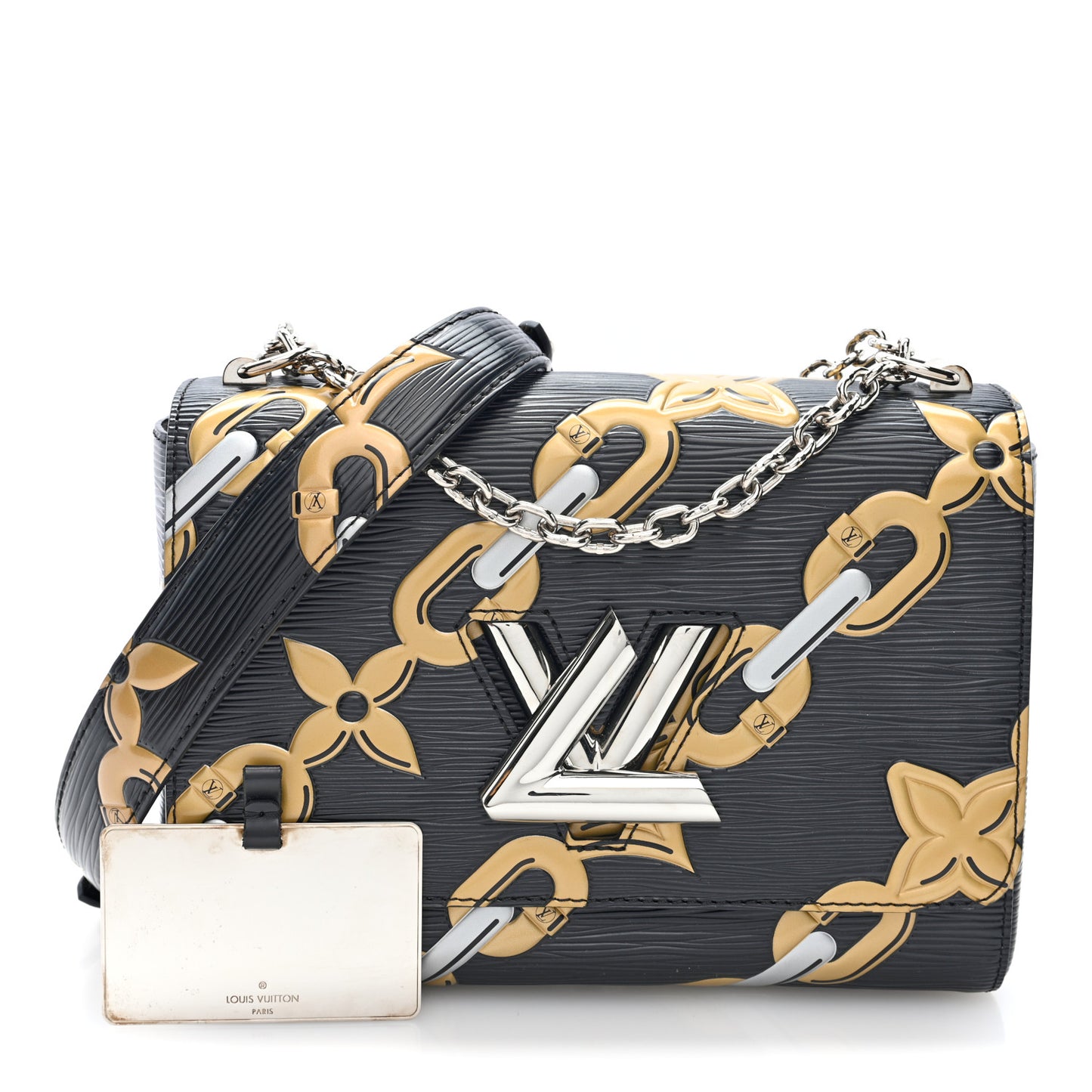 Epi Chain Flower Twist Shoulder Bag MM Black