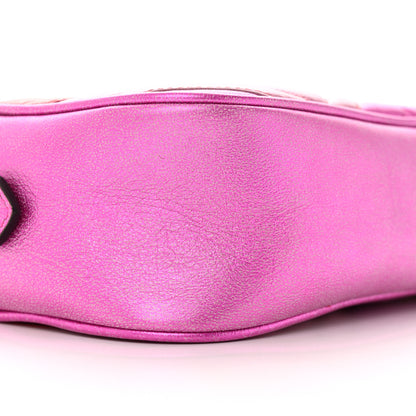 Gucci Laminated Nappa Matelasse Small GG Marmont Chain Shoulder Bag Fuxia Rosso Rosa 10 of 12