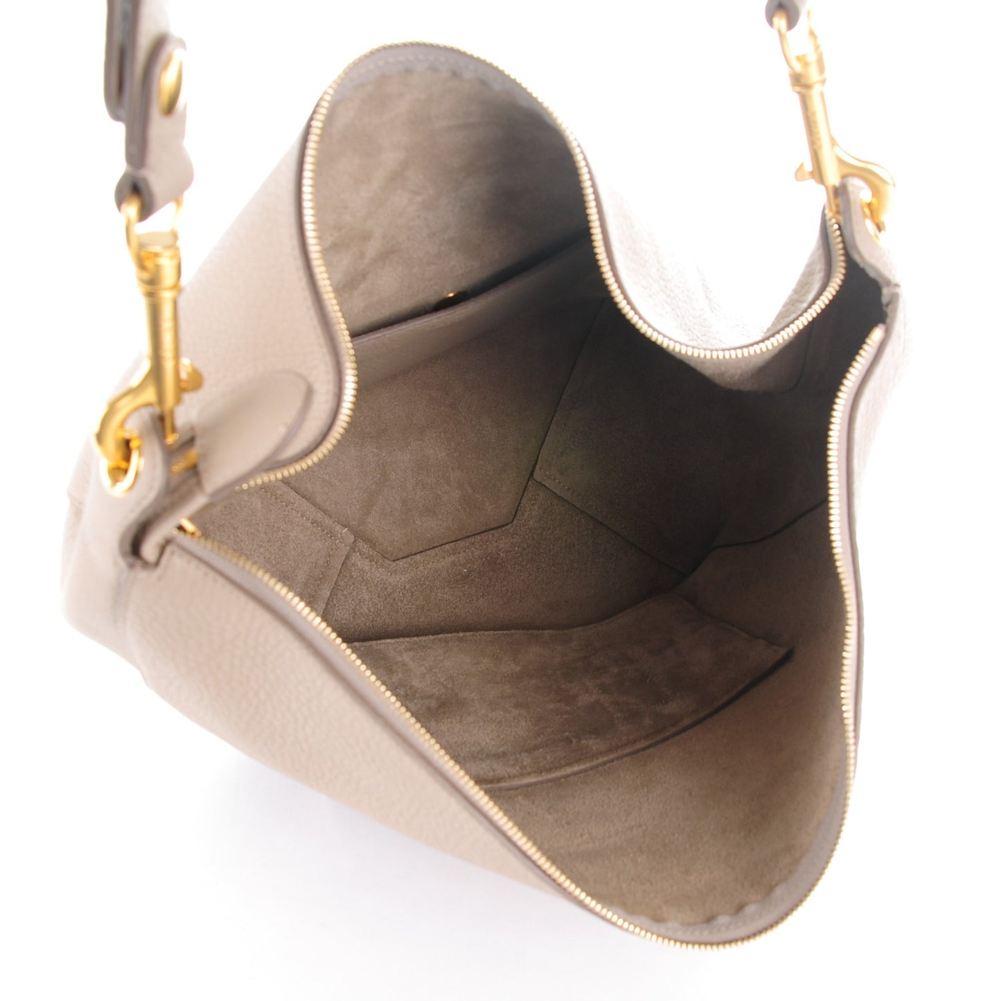 Crisp Calfskin Medium Zipped Hobo Dune