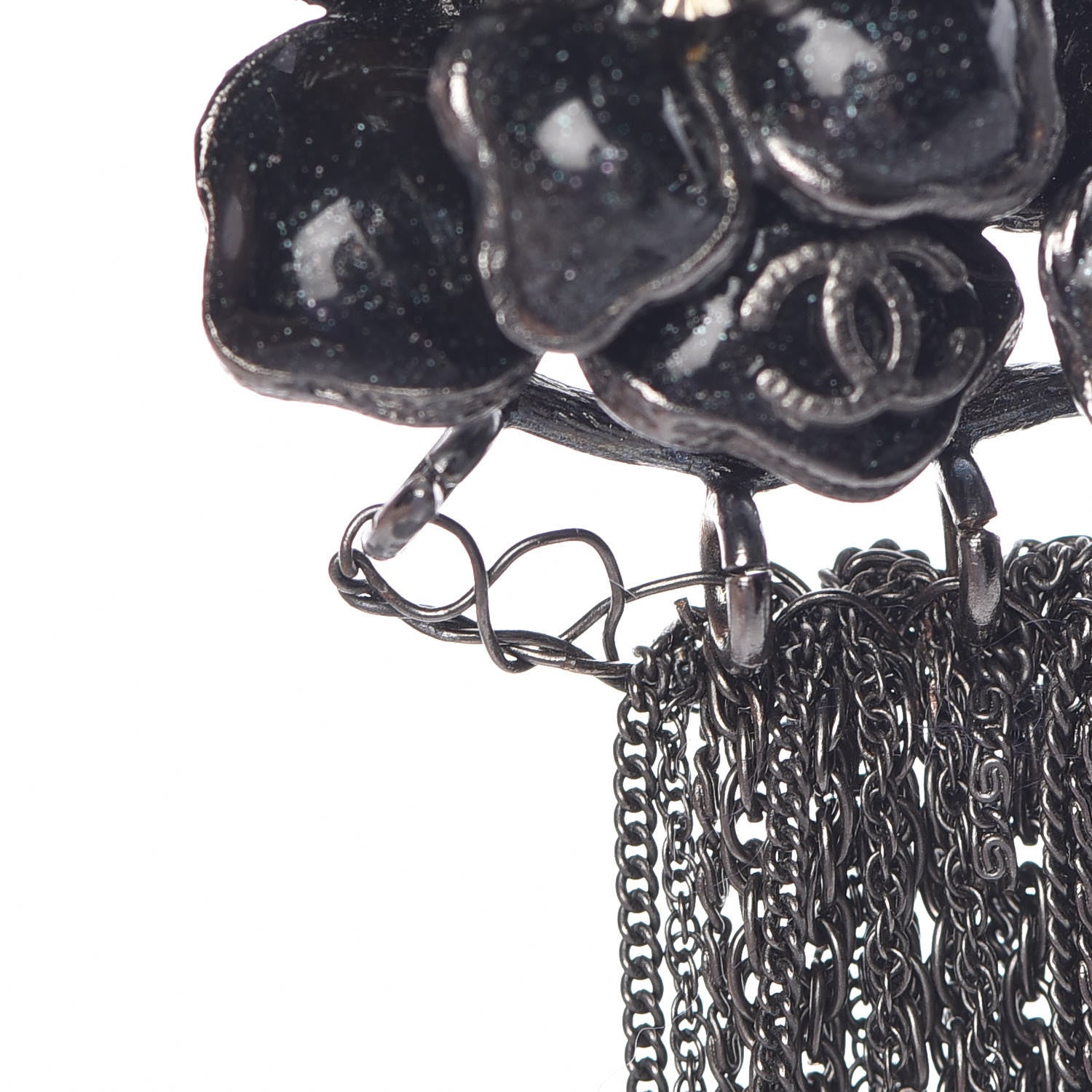 Chanel Ruthenium Gripoix CC Camellia Necklace Black 6 of 9