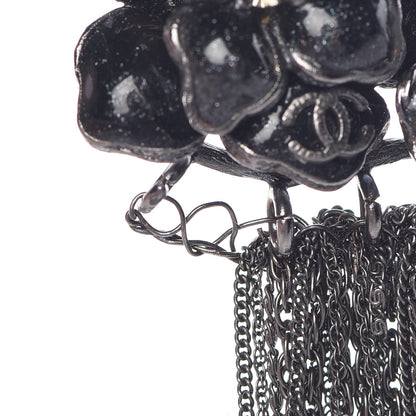 Chanel Ruthenium Gripoix CC Camellia Necklace Black 6 of 9