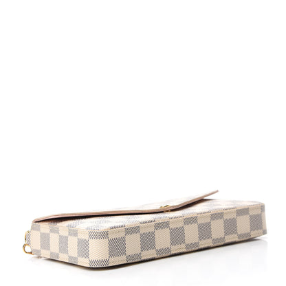 Louis Vuitton Damier Azur Pochette Felicie Chain Wallet Rose Ballerine 4 of 16