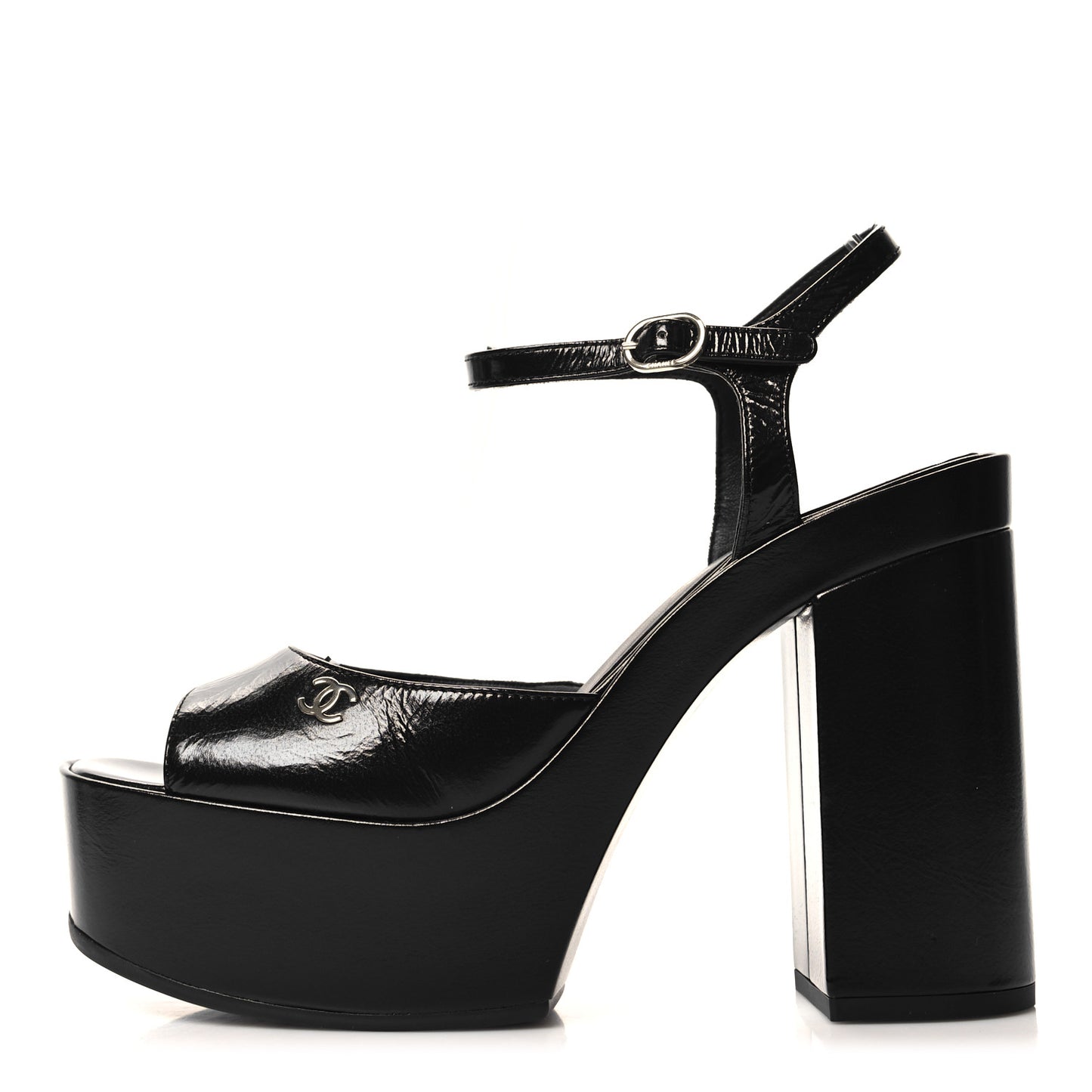 Calfskin CC Platform Sandals 40 Black
