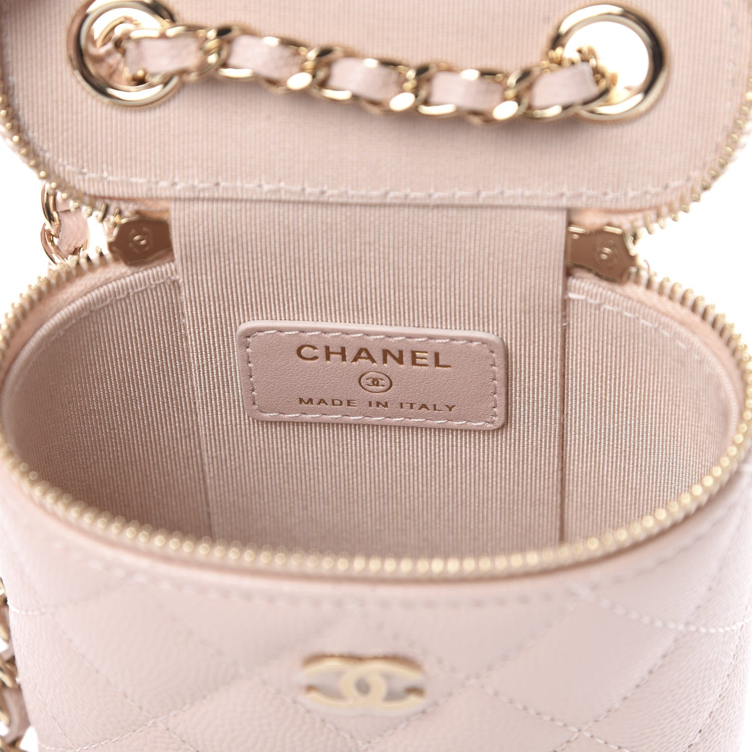 Chanel Caviar Quilted Small Vertical Coco Beauty Vanity Case With Chain Light Pink 6 of 12