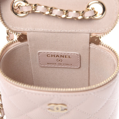 Chanel Caviar Quilted Small Vertical Coco Beauty Vanity Case With Chain Light Pink 6 of 12