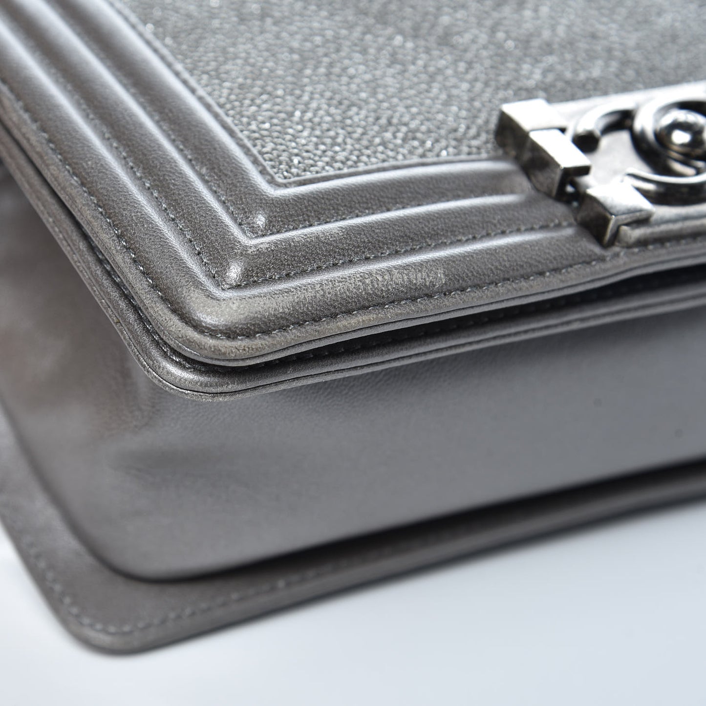 Galuchat Stingray Small Boy Flap Silver
