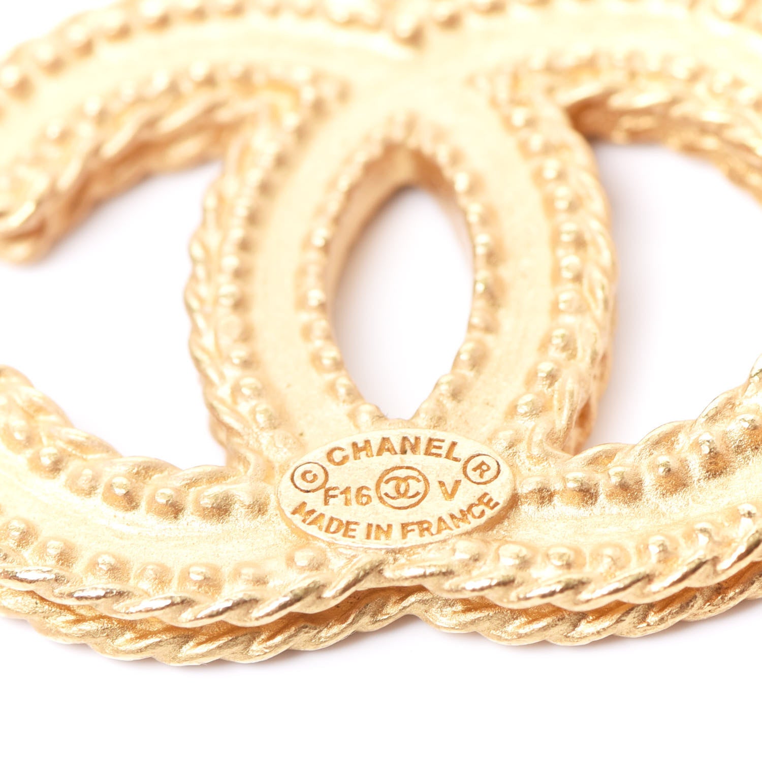 Chanel CC Drop Earrings Matte Gold 4 of 5