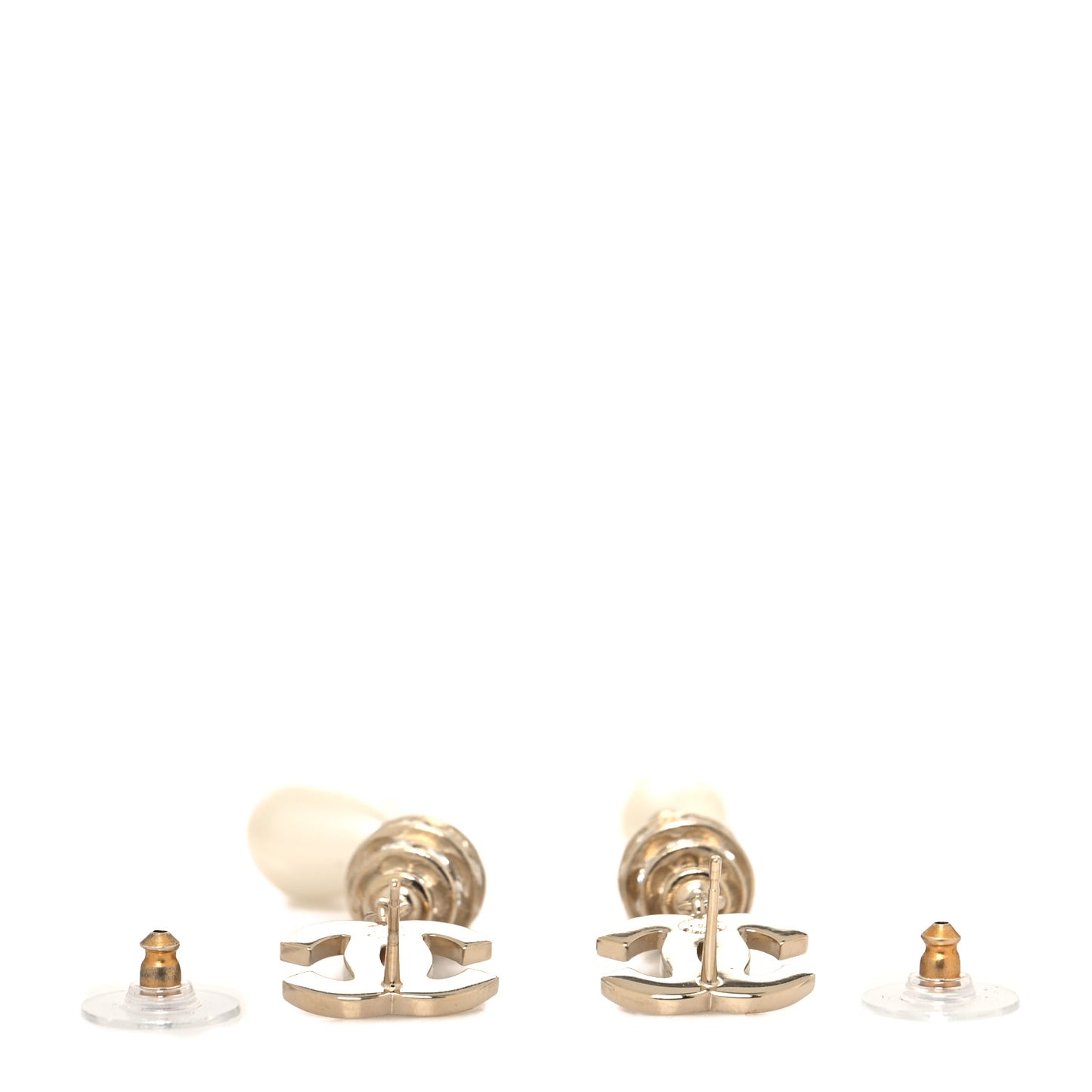 Crystal Pearl CC Drop Earrings Gold
