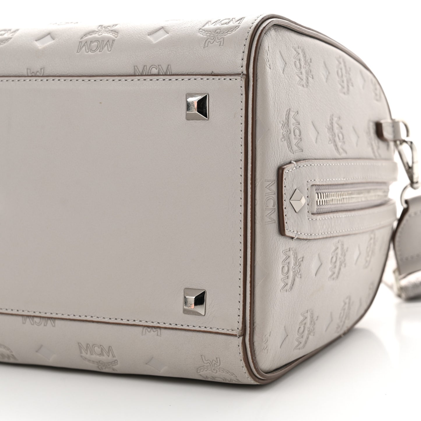 Calfskin Ottomar Monogram Essential Boston Bag Dove