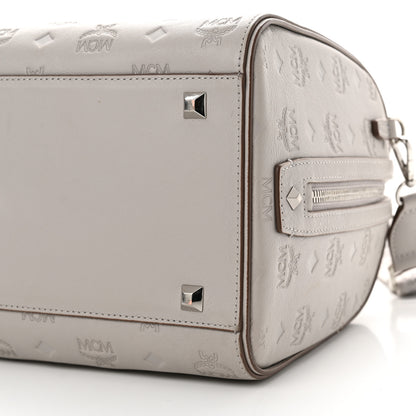 MCM Calfskin Ottomar Monogram Essential Boston Bag Dove 9 of 13