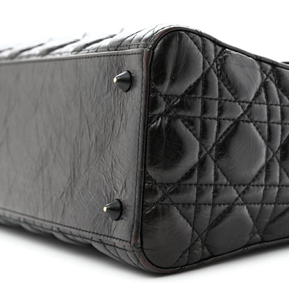 Christian Dior Crinkled Calfskin Cannage Medium Lady Dior Black 10 of 15